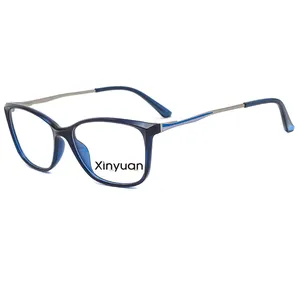 Fashionable TR+Metal eyeglasses frames low MOQ custom logo optical glasses frames in stock