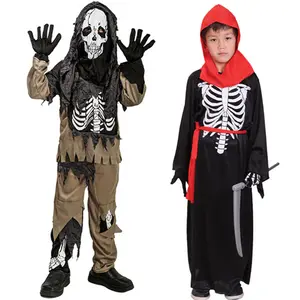 Fantasia de Halloween para crianças fantasia de cosplay de vampiro fantasma esqueleto assustador por atacado
