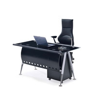 Meuble de bureau au design moderne, en verre trempé, table pour ordinateur portable, 1 pièce