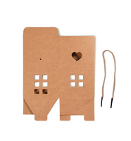 Boîte en papier kraft de couleur unie avec poignée en corde, mini boîte cadeau en forme de maison, boîte de livraison minimaliste blanche à découpe creuse pour cadeaux DIY