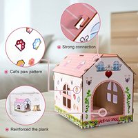 Maisonnette pour chat en carton ondulé à personnaliser, modèle DIY à colorier, cadeau de Noël, jeu d'intérieur – Vente chaude