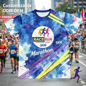 Camisetas de Running para Maratón al por Mayor, Camisetas Publicitarias con Impresión 3D, Camisetas de Poliéster con Logotipo Personalizado, Camisetas Blancas para Sublimación - Product Image 1