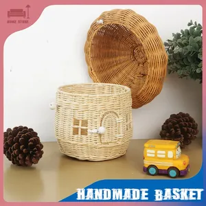 Rotin fait à la main <span class=keywords><strong>panier</strong></span> accessoires plage sacs de paille tissé château champignon vacances pique-nique paniers enfants glands sac à main tissé sacs fourre-tout - Product Image 2