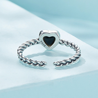 Eenvoudige Gedraaide Hartvormige Open Ring Creatieve Temperatuurgevoelige Stenen Kleurveranderende Liefde S925 Zilveren Ring
