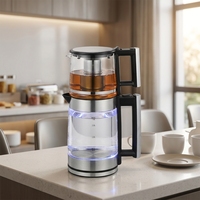 Bouilloire Électrique en Verre Ensemble Mère-Enfant 1.6-2.0L, Bouilloire à Thé Sans Fil avec Lumière LED Bleue, 1500W pour la Maison