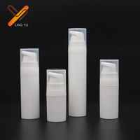 Flacon pompe airless en plastique PP de 5 ml, 10 ml, 15 ml, petit format, avec impression sérigraphique pour sérum et lotion de soin de la peau