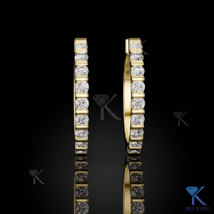 Custom Lab Grown CVD HPHT Diamond Channel Set Full Eternity <b>Hoop</b> <b>Earrings</b> 14K <b>Solid</b> Gold Filled IGI Certified Fine Women Bridal - Product Image 2