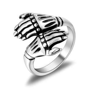 Skeleton Hand <b>Ring</b> For <b>Men</b> <b>Titanium</b> Steel Punk Style Index Finger Jewelry SA920 - Product Image 5