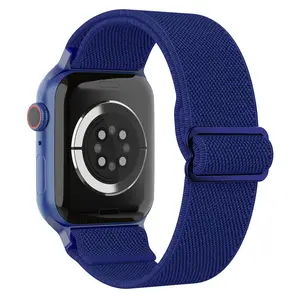 Coolyep özel etiket esnek kumaş dokuma kayış örgülü çift döngü naylon torba saat kayışı Apple Watch için 7 kol bandı