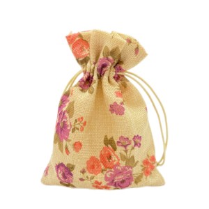 Bolsa de Regalo de Alta Calidad con Estampado Floral, Imitación Lino, con Cordón, para Empaque de Regalos - Product Image 5