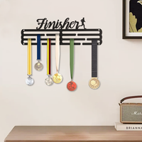 Support de trophée en métal avec lettres noires découpées au laser personnalisées, support de médaille sportive en métal, présentoir