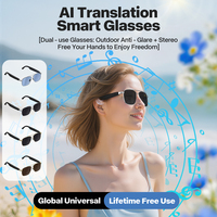 Lunettes Intelligentes de Traduction IA avec Lecture Musicale, Étanchéité IPX4, Chargement Magnétique, Microphone, Haut-parleur, Chipset AB5656C et Commande Vocale