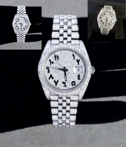 Montres Hip Hop de Luxe Artisanales Entièrement Serties de Diamants, Mouvement Automatique, Verre Moissanite, Bracelet en Acier Inoxydable, Étanchéité 10 Bar - Product Image 1