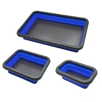 3pcs Plateau de pièces magnétiques pliable, 3 tailles de plateau magnétique pliable, plateau à outils magnétique en silicone pour le bol pliant du mécanicien