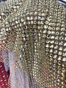 אבני קריסטל זהב אחרונות זהב rinestone זהב מרובעים בד בד רשת חרוזים - Product Image 5