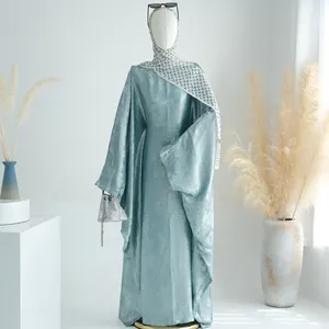 2024 New Modest Muslim Abaya Shinny Polyester Butterfly Kaftan Abaya Women Dresses Fashion Turkey Islamic Clothing