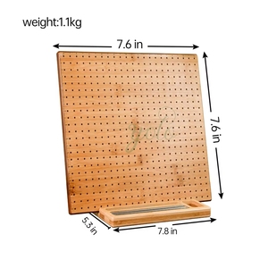 Bambou Décoratif 23x23 Trou <span class=keywords><strong>Crochet</strong></span> Bloc Panneau Heavy-Duty <span class=keywords><strong>Granny</strong></span> Carré Fil Stand avec Accessoires Cadeaux pour Salon - Product Image 2