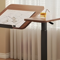 Bureau à rabat pour le bureau, table d'appoint mobile pour canapé - Table de chevet en bois pliable avec élévateur hydraulique