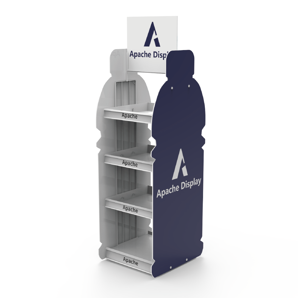 Metal Beverage Display Stand Customization 4 Tier Detachable PVC Foam Side Plate Floor Stand Shelf for Retail Shop — view 2