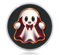 Pièce de collection en cuivre pur de 1 once, découpée sur mesure, en forme de fantôme d'Halloween, en lingot de cuivre fin .999 de 1 once