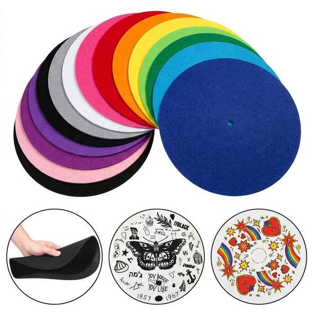 Customized Logo 12 Inch Anti-Static Felt Slipmat for Pro DJ Vinyl Record Player Turntable Mat