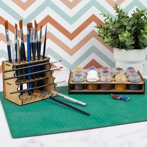 Cross-border wooden brush holder, 67-piece perforated <b>desk</b> pen storage, easy to install and <b>wall</b>-mounted. - Product Image 2