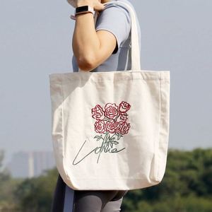 Sac de courses en toile de coton brodé écologique avec poche intérieure et logo personnalisé – Vente en gros - Product Image 5