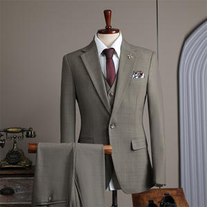 2024 hommes Plaid mince costume d'affaires chic marié robe de mariée <span class=keywords><strong>pour</strong></span> garçons d'honneur fermeture à glissière mouche fermeture worested tissu hôte vêtements - Product Image 1