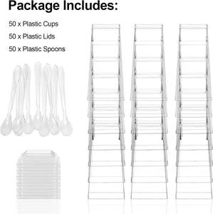 Gobelets à dessert en plastique MingYu Share de 3 oz, paquet de 50 ou 100, gobelets carrés en PS pour apéritifs - Product Image 4