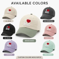 Gorra de Béisbol Bordada Personalizada con 'I Heart ME', Gorra 3D Puff Estilo Dad Hat, Dos Tonos, Autorealización, Ajustable, Venta al Por Mayor, OEM, MOQ Bajo