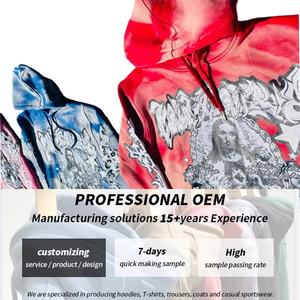 Conjunto de Chándal Oversize Personalizado OEM de Algodón para Hombre, Invierno, con Sudadera Estampada y Efecto Desgastado, Conjuntos de Chándal con Lavado Ácido para Hombre - Product Image 3