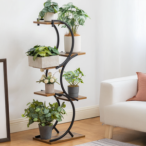 Support de plante d'intérieur 6 niveaux en fer forgé vert support de plante d'intérieur à plusieurs niveaux utiliser bureau décor à la maison - Product Image 2