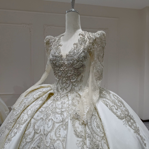 Xx65 <b>Bride</b> Ball Gown Heavy Industry Beading Long Sleeve Plus Size Vintage Court Style Jancember - Product Image 5