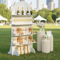 Étagère d'exposition en forme d'arche pour cadeaux de mariage, en bois blanc, 4 niveaux, support de rangement, présentoir à cupcakes et desserts, pour fêtes, anniversaires et événements