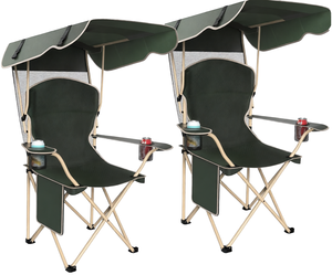 Chaise pliante d'extérieur avec auvent, <span class=keywords><strong>fauteuil</strong></span> inclinable portable, chaise longue pare-soleil pour la plage, le barbecue, la pêche et les loisirs quotidiens - Product Image 1