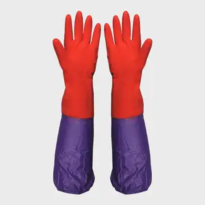 Guantes de goma para el hogar, manoplas largas de pvc para invierno, de fábrica China, con algodón