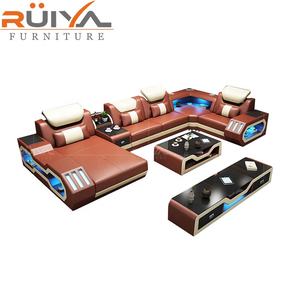 أريكة على شكل حرف U بتصميم ألماني عصري مع إضاءة LED ومشغل موسيقى - Product Image 1