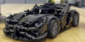 PILI mainan mobil bangunan partikel kecil anak laki-laki rakitan puzzle abu-abu perak Koenigsegg model balap kendali jarak jauh besar