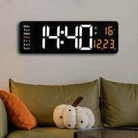 Horloge murale numérique LED à grand écran avec calendrier et température, cadeau d'anniversaire, décoration de salon et de bureau EMAF pour personnes âgées