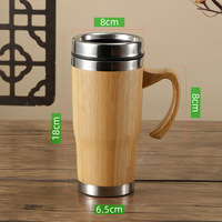 Termos Vakum Bambu Ramah Lingkungan Alami Grosir, Botol Termal Stainless Steel Bambu untuk Kopi, Teh, dan Air