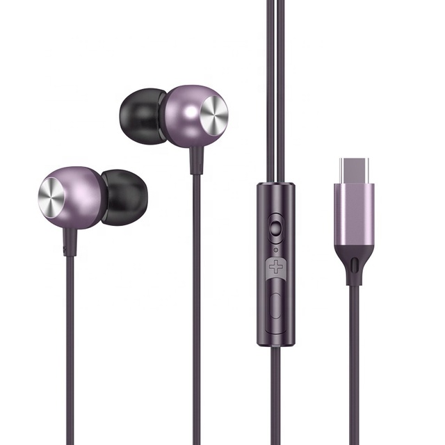 USB-C Digital Wired Earbuds In-Ear Music Headset with Microphone Noise Cancelling Feature for Office or Travel