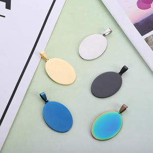 制造商不锈钢椭圆形个性化宠物ID标签狗标签空白钥匙链钥匙圈项链标签 - Product Image 1