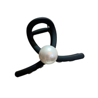 Pince à cheveux en acétate d'arylique de haute qualité, grande perle, luxe, couleur unie, flexible et mince