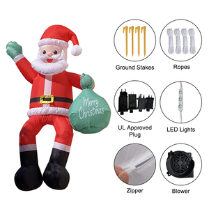 Santa <span class=keywords><strong>Claus</strong></span> Inflable de 6 Pies con Bolsa de Regalos, Decoración LED para Jardín, Patio y Fiestas Navideñas - Product Image 6