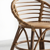 Chaise de salle à manger en rotin naturel fait main, dossier semi-circulaire, chaise d'appoint, style bohème chic, meubles de salon, 50x45cm