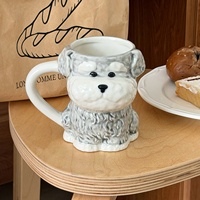 Tasse à café en céramique Lelyi motif chiot mignon, style créatif et tendance, avec cuillère, cadeau idéal pour couple ou anniversaire