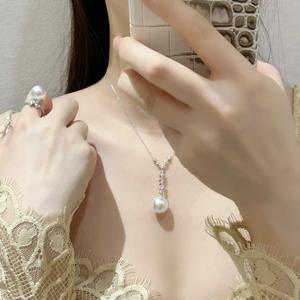 Ensemble collier et boucles d'oreilles ovales en turquoise brossée, en argent pur S925, luxe léger, haut de gamme, rétro, pour femmes, bijoux nobles - Product Image 5