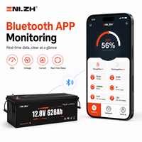 Batterie LiFePO4 à semi-conducteurs ENLZH 12,8 V 628 Ah 8 kWh avec Bluetooth et BMS 200 A intégré, 4000 cycles, pour camping-car, marine et énergie solaire
