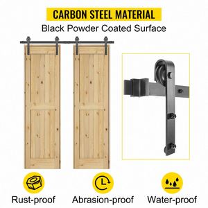 Kit de Herrajes para Puerta Corredera Estilo Industrial Clásico WEKIS, Tornillos de Latón y Acero, Negro Satinado, 5FT-18FT, Simple/Doble, para Baño - Product Image 4