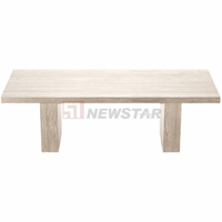 Newstar Meubles de salle à manger modernes Rectangle Pierre Top Base Cube Table à manger en travertin Table à manger en marbre naturel